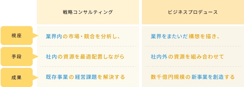 戦略コンサルティングとビジネスプロデュース